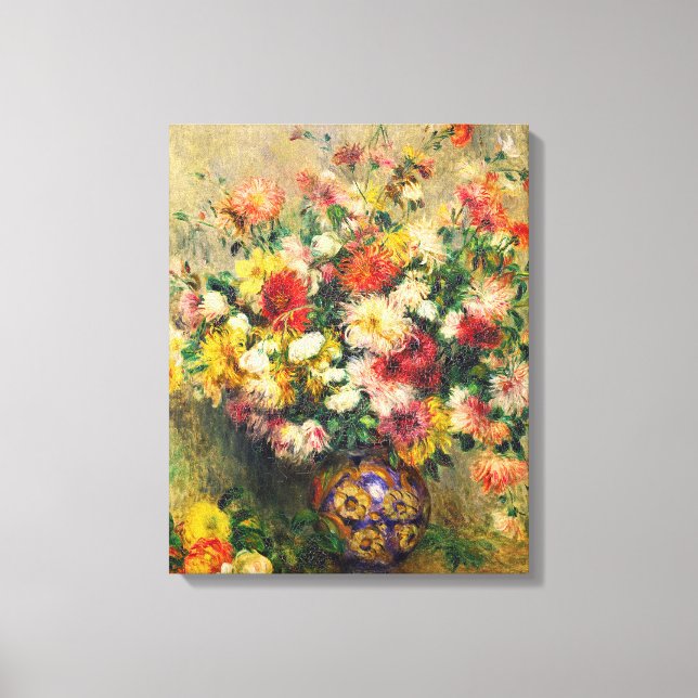 Auguste Renoir - Vase Of Chrysanthemums Canvas Print (Front)