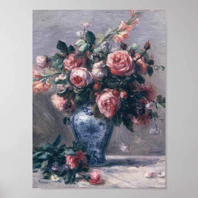 Auguste Renoir - Vase Of Roses Poster (Front)