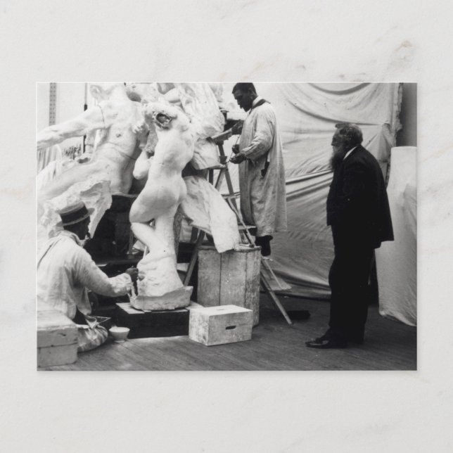 Auguste Rodin  in his Paris studio Postcard (Front)