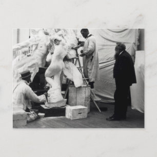 Auguste Rodin  in his Paris studio Postcard
