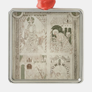 Augustine at the Feet of Christ & Scribe Metal Tree Decoration