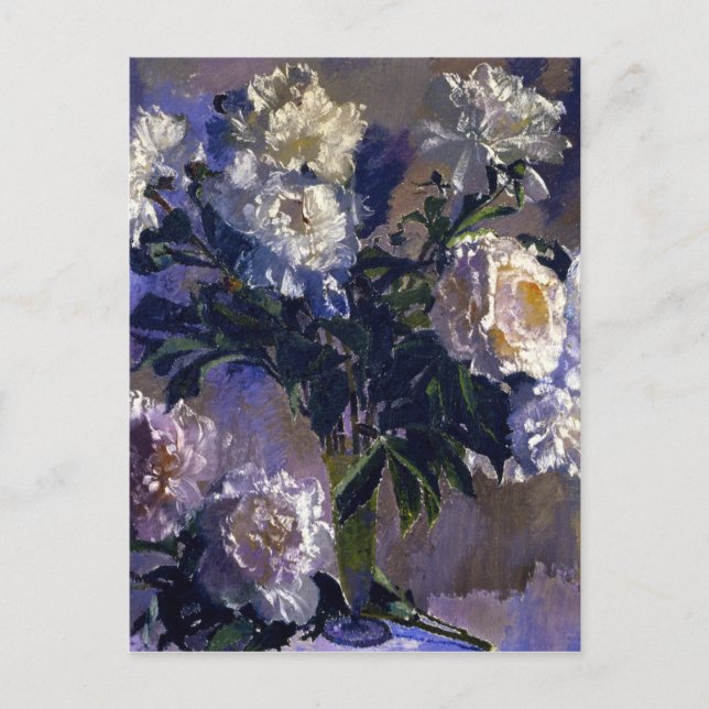 Augusto Giacometti Vintage White Peonies Postcard (Front)
