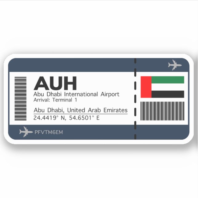 AUH Abu Dhabi Boarding Pass - Airport Ticket (Front)
