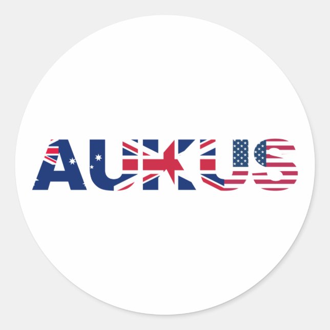 AUKUS AU UK US Security Pact Alliance Flags Classic Round Sticker (Front)