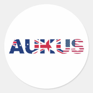 AUKUS AU UK US Security Pact Alliance Flags Classic Round Sticker