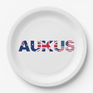 AUKUS AU UK US Security Pact Alliance Flags Paper Plate