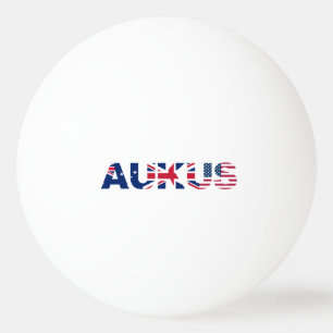 AUKUS AU UK US Security Pact Alliance Flags Ping Pong Ball