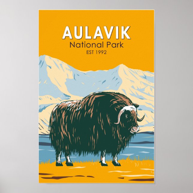 Aulavik National Park Canada Muskox Vintage  Poster (Front)