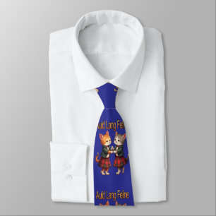 Auld Lang Feline Orange Cats Dancing Ceilidh  Tie
