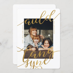 Auld Lang Syne Gilded Calligraphy Photo Card
