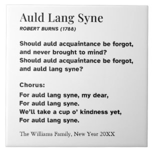 Auld Lang Syne New Year Party Words Personalised Tile