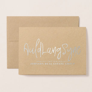 Auld Lang Syne Typography Holiday Greetings Foil Card