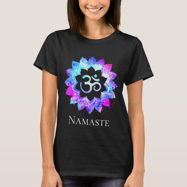 *~* AUM OM Symbol Spiritual Lotus Flower Mandala T-Shirt (Front)