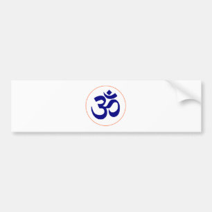 Aum or Om Symbol (Blue with Coral Ring) Bumper Sticker