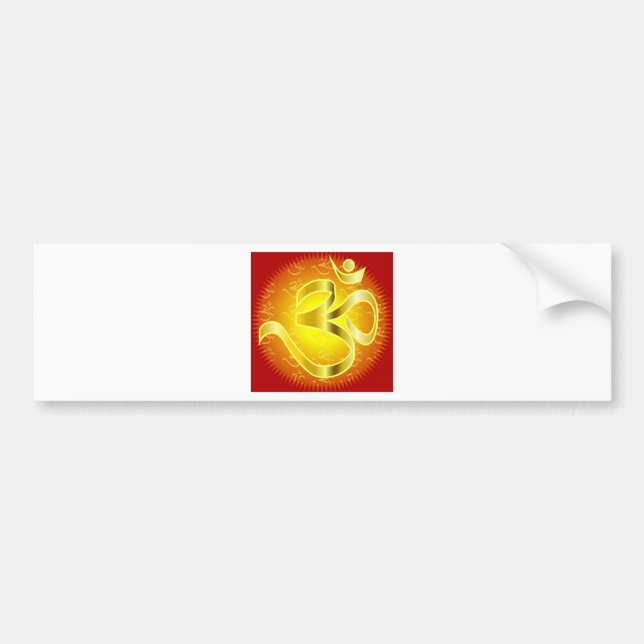 Aum or Om Symbol in yellows & reds Bumper Sticker (Front)