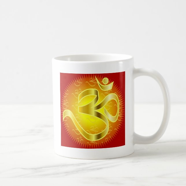 Aum or Om Symbol in yellows & reds Coffee Mug (Right)