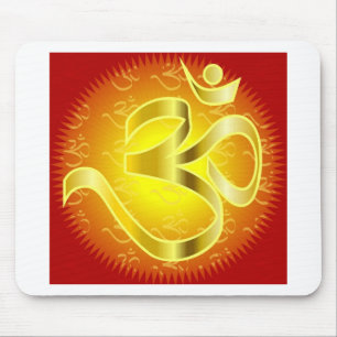 Aum or Om Symbol in yellows & reds Mouse Mat