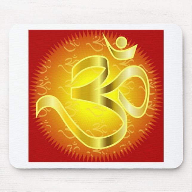 Aum or Om Symbol in yellows & reds Mouse Mat (Front)