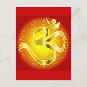 Aum or Om Symbol in yellows & reds Postcard