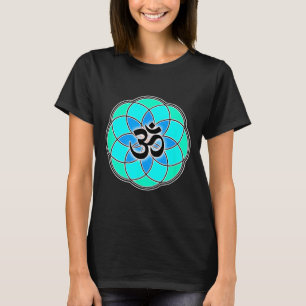 Aum Sign Yoga Meditation Seed Of Life Flower Of Li T-Shirt