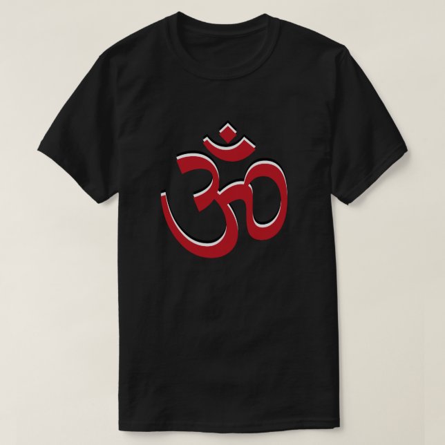 Aum Symbol Om Sign Logo Red White Black T-Shirt (Design Front)