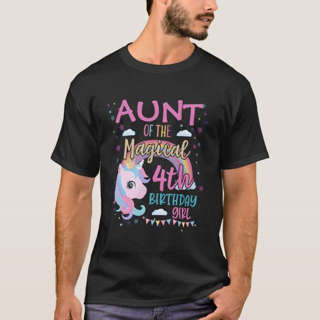 Aunt 4Th Rainbow Unicorn Daughter Py Family T-Shirt (Front)