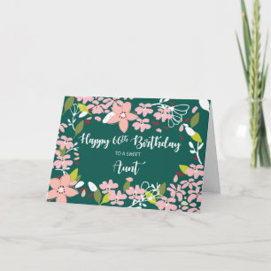 Aunt 66th Birthday Green Flowers Card