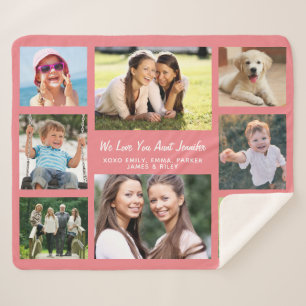 Aunt 8 Photo Collage Sherpa Blanket