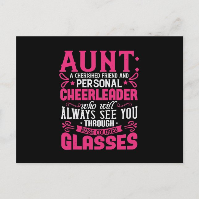 Aunt A Cherished Friend And Personal Cheerleader-0 Announcement Postcard (Front)