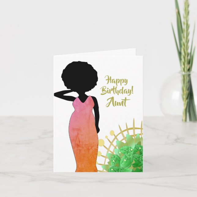 Aunt African American Woman Happy Birthday Card (Front)