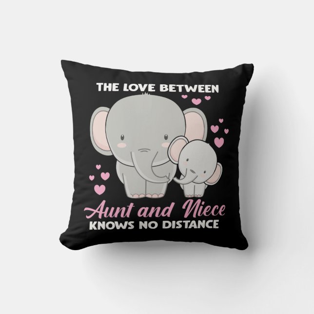 Aunt and Niece Love Auntie Family Elephant Hearts Cushion (Front)