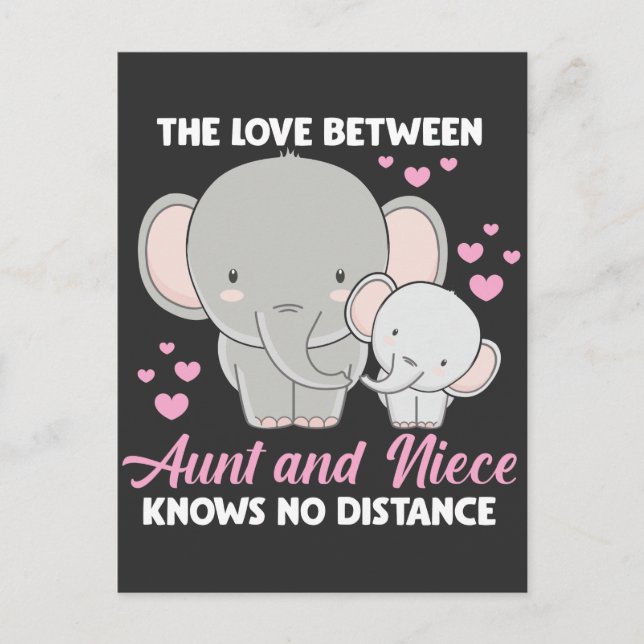 Aunt and Niece Love Auntie Family Elephant Hearts Postcard (Front)