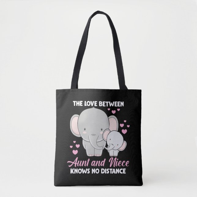 Aunt and Niece Love Auntie Family Elephant Hearts Tote Bag (Front)