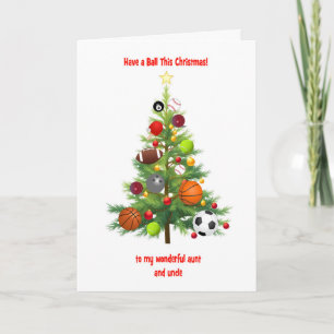 Aunt and Uncle Christmas Tree Decorated With Balls Holiday Card