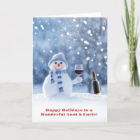 Aunt and Uncle Humourous Happy Holidays Wine