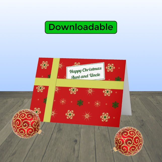 Aunt and uncle red christmas parcel holiday card (Creator Uploaded)