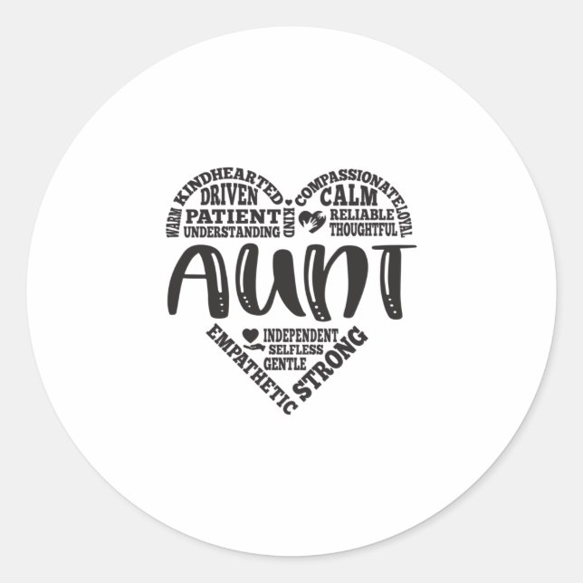Aunt, auntie, aunts day, aunt heart classic round sticker (Front)