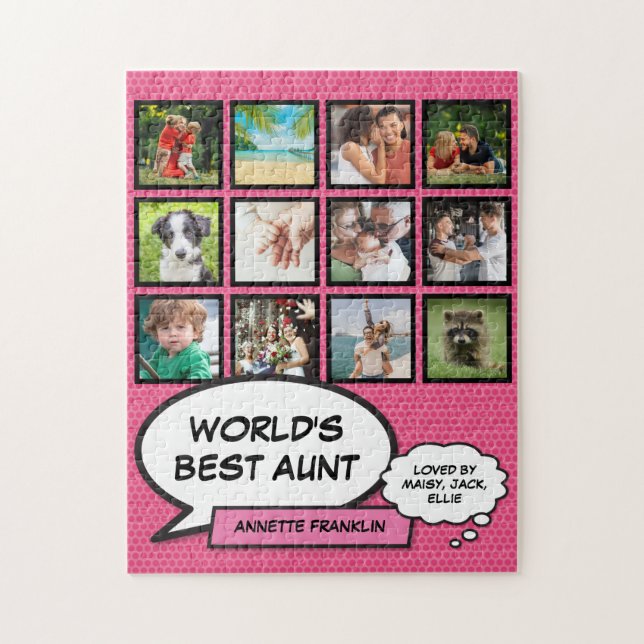 Aunt Auntie Cool Pink Fun Comic Photo Collage  Jigsaw Puzzle (Vertical)
