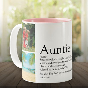 Aunt, Auntie Definition 4 Photo Collage Two-Tone Coffee Mug