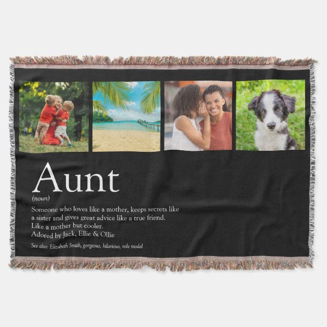 Aunt Auntie Definition Photo Collage Throw Blanket (Front)