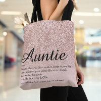 Aunt Auntie Definition Script Rose Gold Glitter