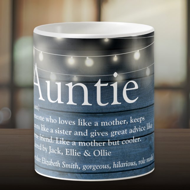 Aunt Auntie Definition String Lights Rustic Blue Coffee Mug (Aunt Auntie Definition String Lights Rustic Blue Coffee Mug)