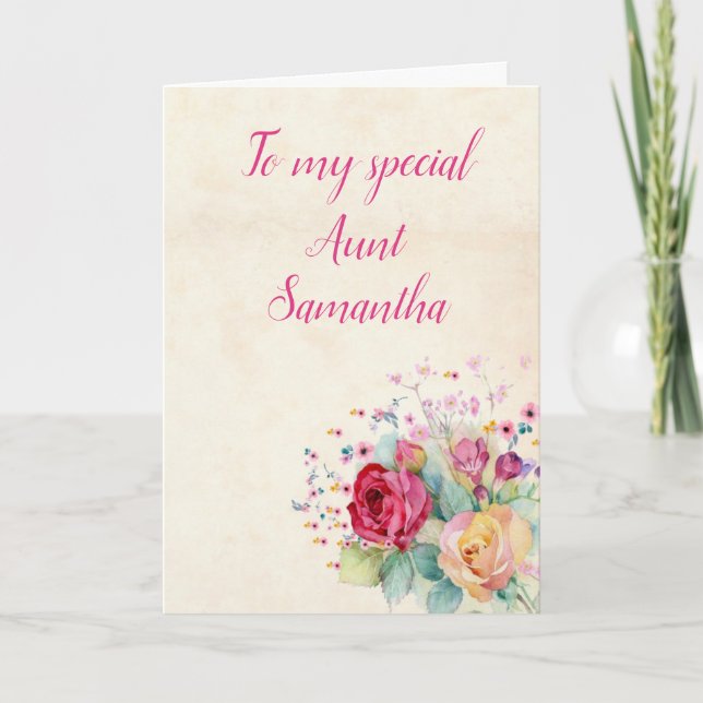 Aunt Auntie Sentimental Floral Birthday Card (Front)