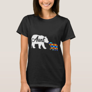 Aunt Bear Autism Awareness Love Support Family Aut T-Shirt