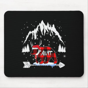 Aunt Bear Buffalo Plaid Christmas Funny Santa Hat  Mouse Mat