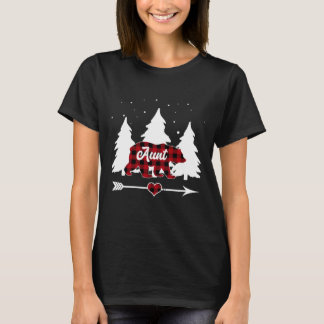 Aunt Bear Buffalo Red Plaid Family Christmas T-Shirt