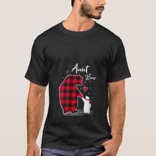 Aunt Bear Christmas Pajama Red Buffalo Plaid V Nec T-Shirt