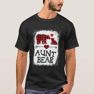 Aunt Bear Christmas Pajama Red Plaid Buffalo Famil T-Shirt
