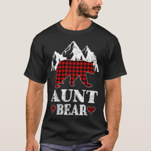 Aunt Bear Christmas Pajama Red Plaid Buffalo Match T-Shirt