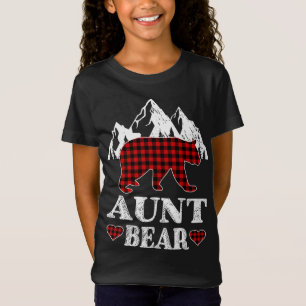 Aunt Bear Christmas Pajama Red Plaid Buffalo Match T-Shirt